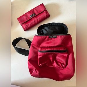 Kate Spade red satin backpack and wallet set!
